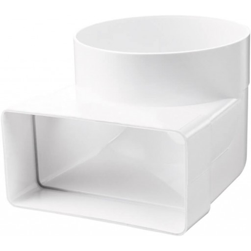 Колено 90° пластиковое для соединения прямоугольных воздуховодов с круглыми 55х110/Ø100 (521)